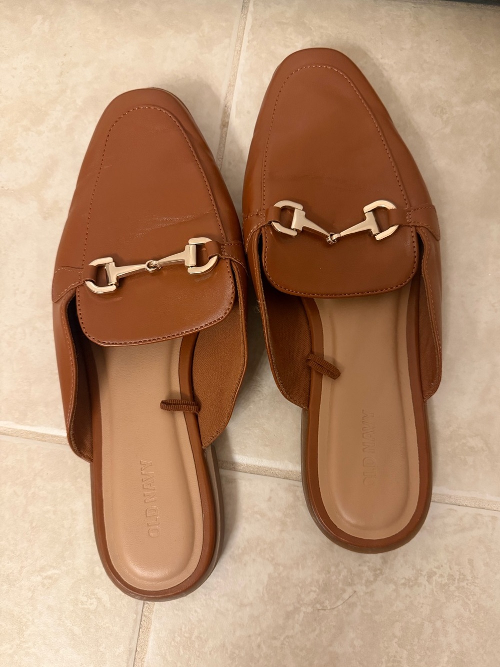Women's Brown Slip-On Loafers with Gold Bit Detail